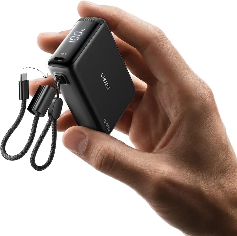 LISEN Small Portable Charger, 45W 10,000mAh Mini Power Bank Fast Charging