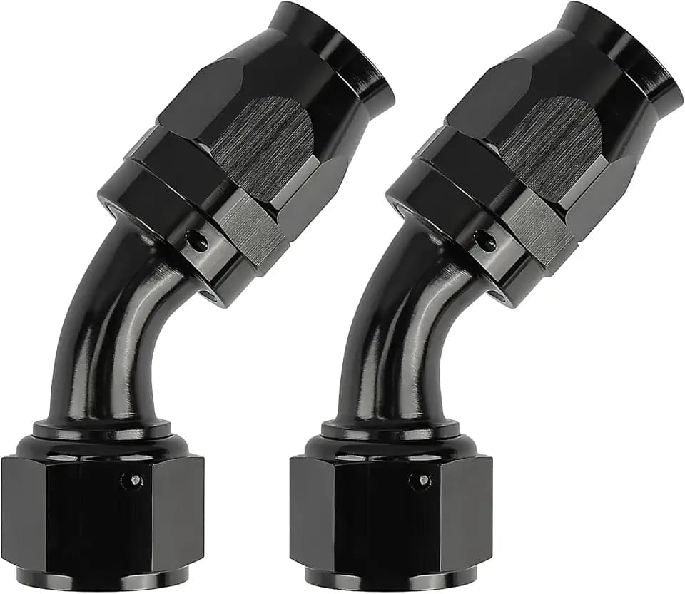 EVIL ENERGY 12AN PTFE Hose End Fitting 45 Degree Black for PTFE Hose Only 2PCS