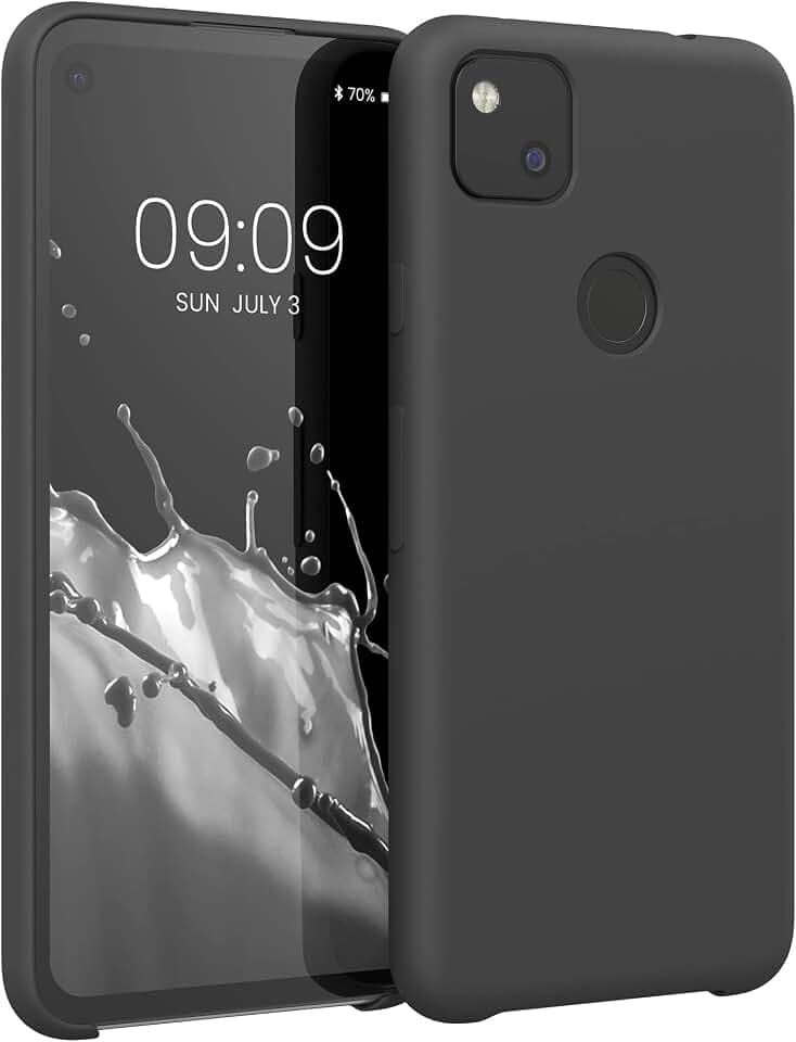 kwmobile Handyhülle für Google Pixel 4a Hülle - Case Silikon - Kabelloses Laden - Schutzhülle Cover in Schwarz matt