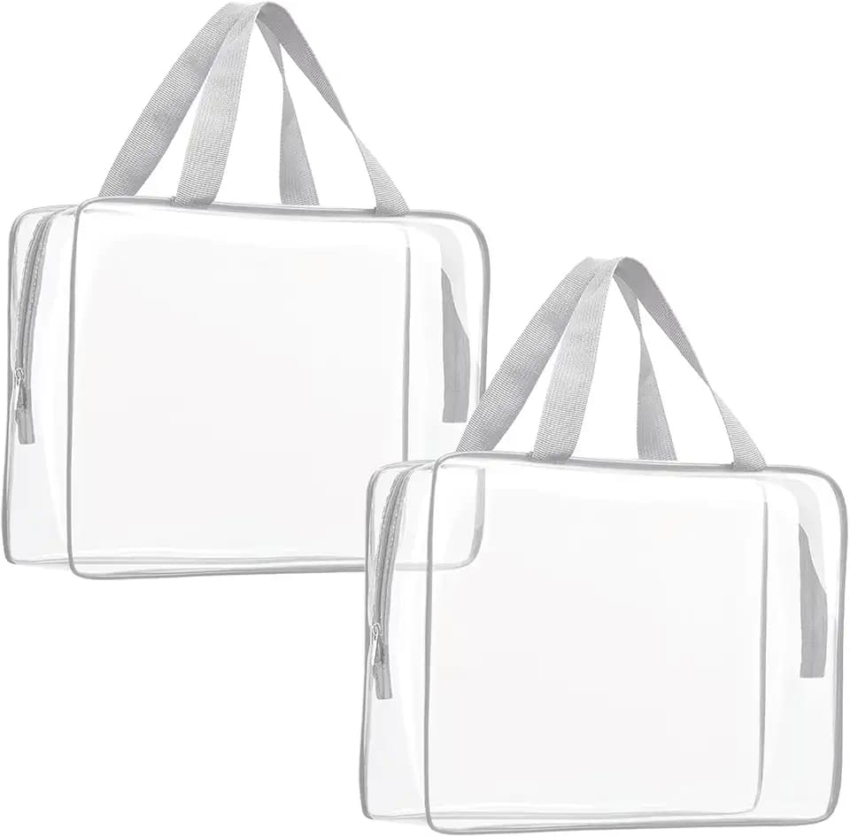 2Pcs Crystal Clear PVC Travel Toiletry Bag Kit for Women Men, Cosmetic Bags