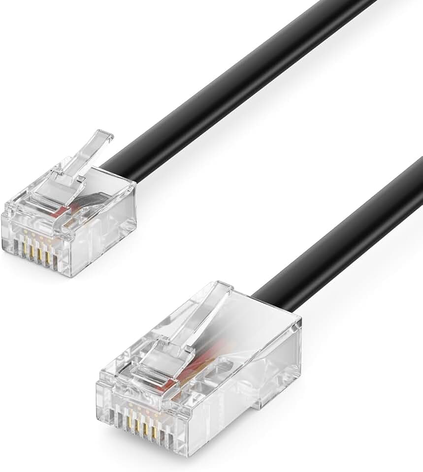 deleyCON 20m Telefonkabel RJ11 auf RJ45 Modularkabel - Schwarz