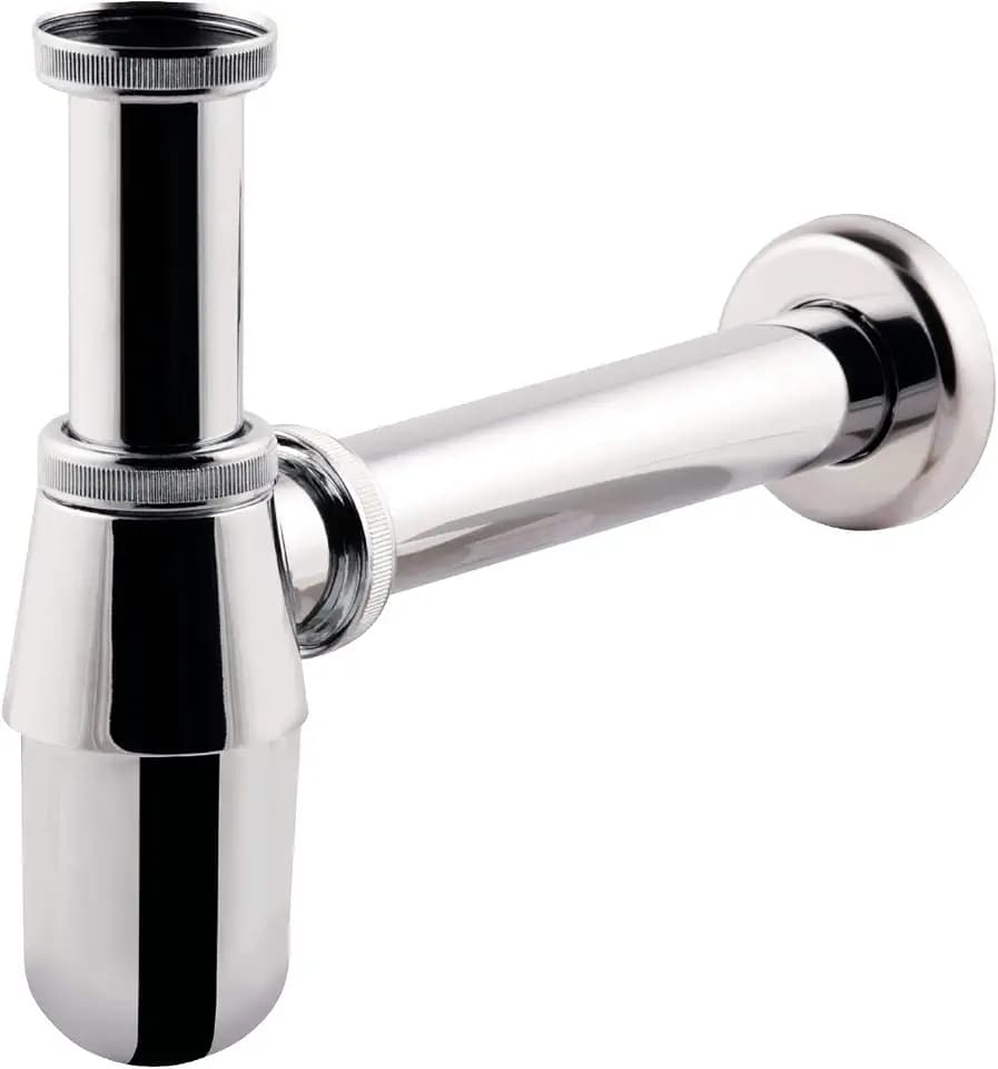 Sanitop-Wingenroth Flaschengeruchsverschluss | Tassensiphon in 1 1/4 x 32 mm | ideal für kleine Bäder | Metall | Chrom | 22122 1