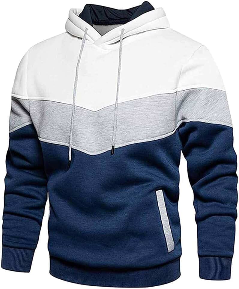 comefohome Hoodie Herren Pullover Langarm Sweatjacke Kapuzenpullover Farbblock Sweatshirt