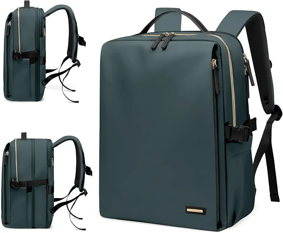 GOLF SUPAGS Stylish Laptop Backpack for Women Airline Approved Perfect for Work College and Travel Multi-Functional Casual Daypack Fits 17.3 Inch Notebook (Atrovirens)