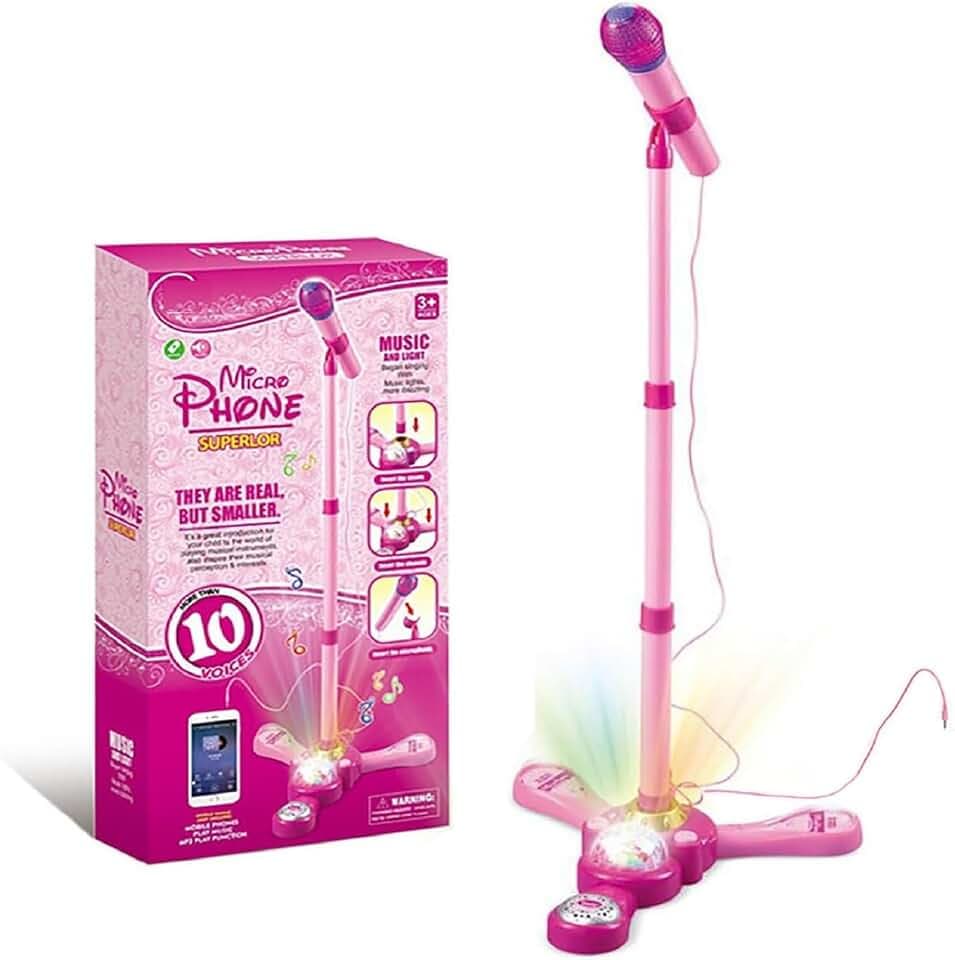 Kids Karaoke Machine Kids Microphone Adjustable Stand & Lights(Style 1)