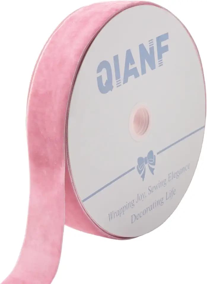 QIANF Velvet Ribbon, 1 1/2-Inch by 25-Yard Spool (Pink)