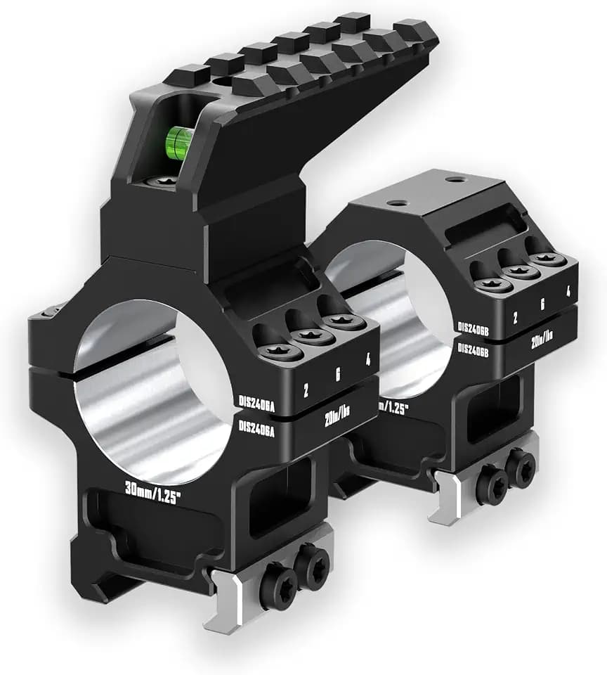 DISCOVERYOPT Heavy Duty Scope Rings-7075 Aluminum Precision Lapped Picatinny Mount with Bubble Level, Picatinny Rail, for Rifle Scope Mounting