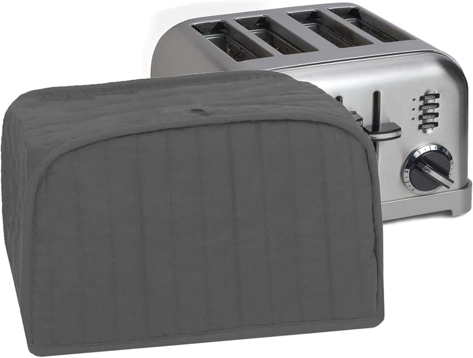 RITZ Premium Universal Four Slice Toaster Cover, 11.25" x 7.25" x 10.5", Polyester and Cotton Quilted, Fingerprint Protector, Super Soft Dust Cover (Appliance NOT Included), Graphite