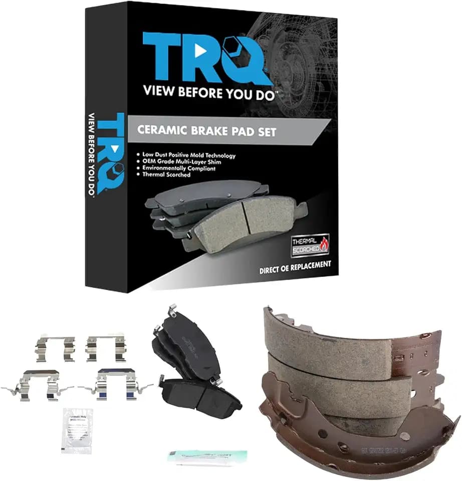 TRQ Front and Rear Brake Pads Ceramic Hardware