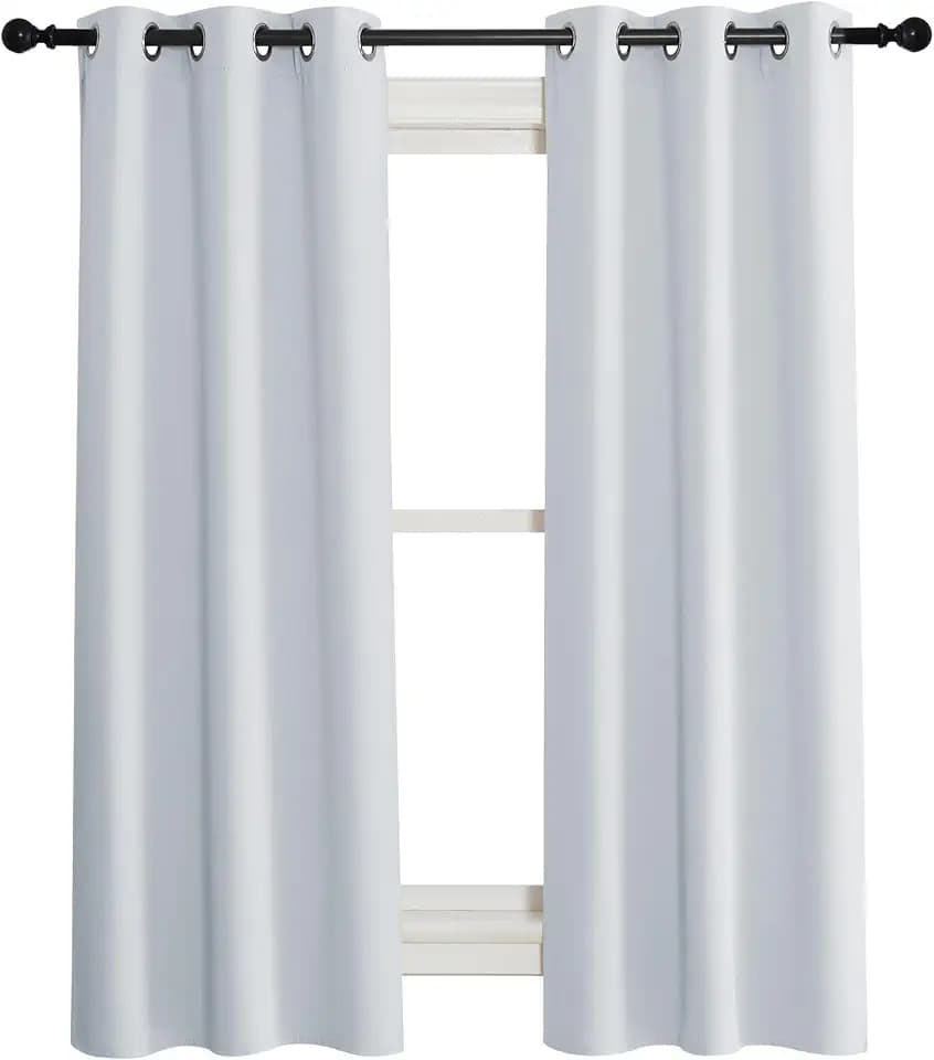 NICETOWN Room Darkening Window Treatment Curtain, Cloud Grey, Single Panel, 34 by 63, Energy Smart Thermal Insulated Block Out Sunlight Shade & Blind for Bedroom with Grommet Ring Top
