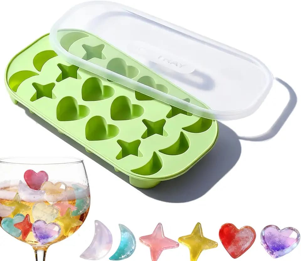 Fun Ice Cube Tray - Makes 18 Pieces (6 Hearts, 6 Stars, 6 Moons)