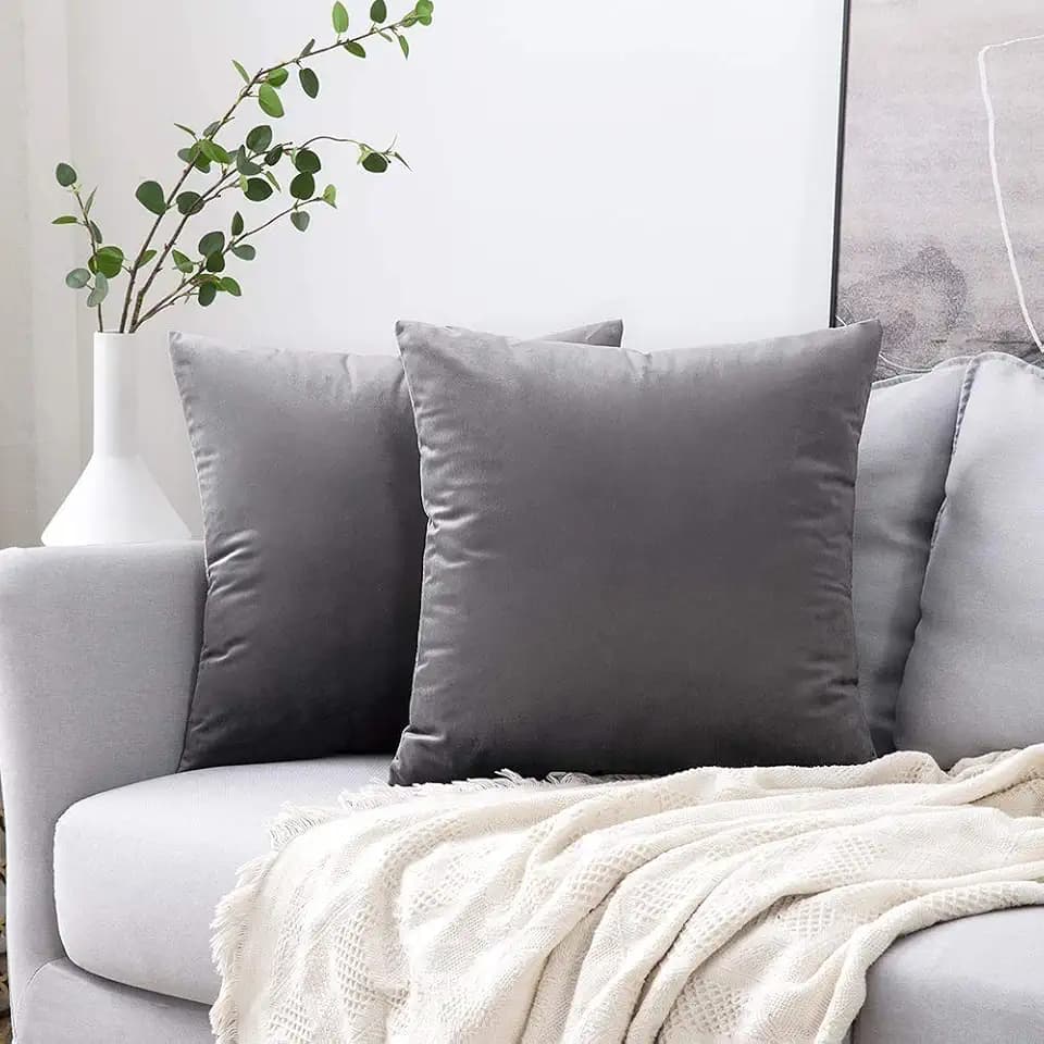 MIULEE 2er Set Kissenbezug 40x40 cm samtkissen couchkissen Dunkelgrau