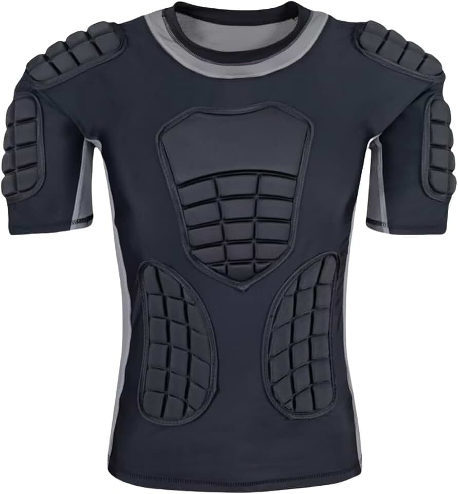Topeter Herren Gepolstertes Fußballtrikot mit Brust-Rippe, Rücken, Schulterpolster, Aufprallschutz-Shirts für Rugby, Baseball