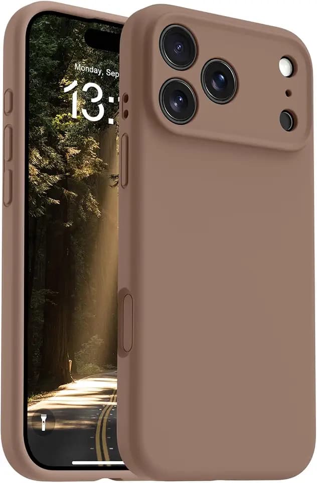 OTOFLY Magnetic for iPhone 17 Pro Max Case,Compatible with Magsafe,Classic Liquid Silicone Mobile Phone Case,Integrated Camera Control Button,Anti-Scratch Microfiber Lining, Light Brown