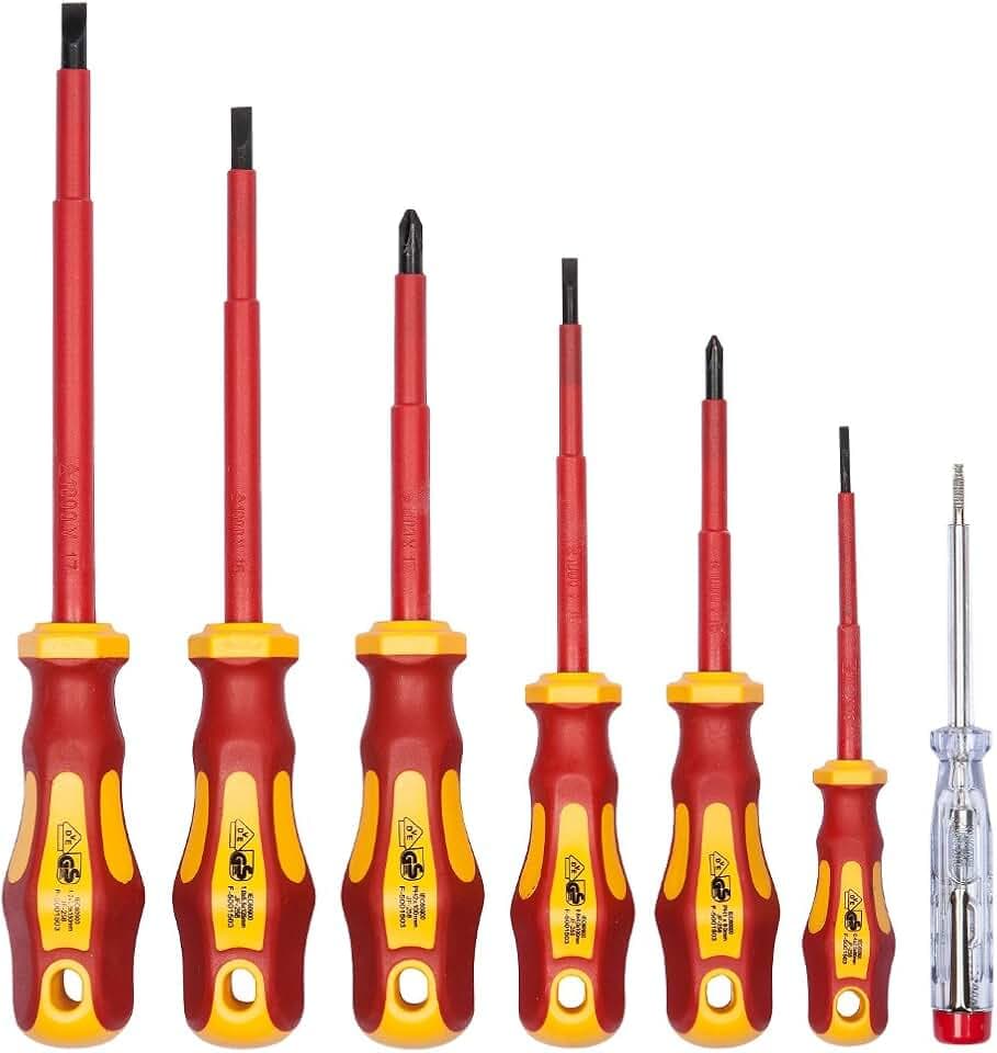 VDE Schraubenzieher Set 7tlg inkl. Spannungsprüfer Schlitz & PH von WIESEMANN 1893 I TÜV - GS geprüft I 80218