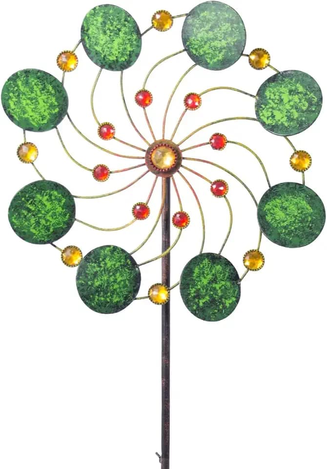 CIM Metall Windrad - Exotic Flower Samoa - Ø34cm - Gesamthöhe: 122cm - inkl. 3-teiligem Standstab - leichtgängig drehend