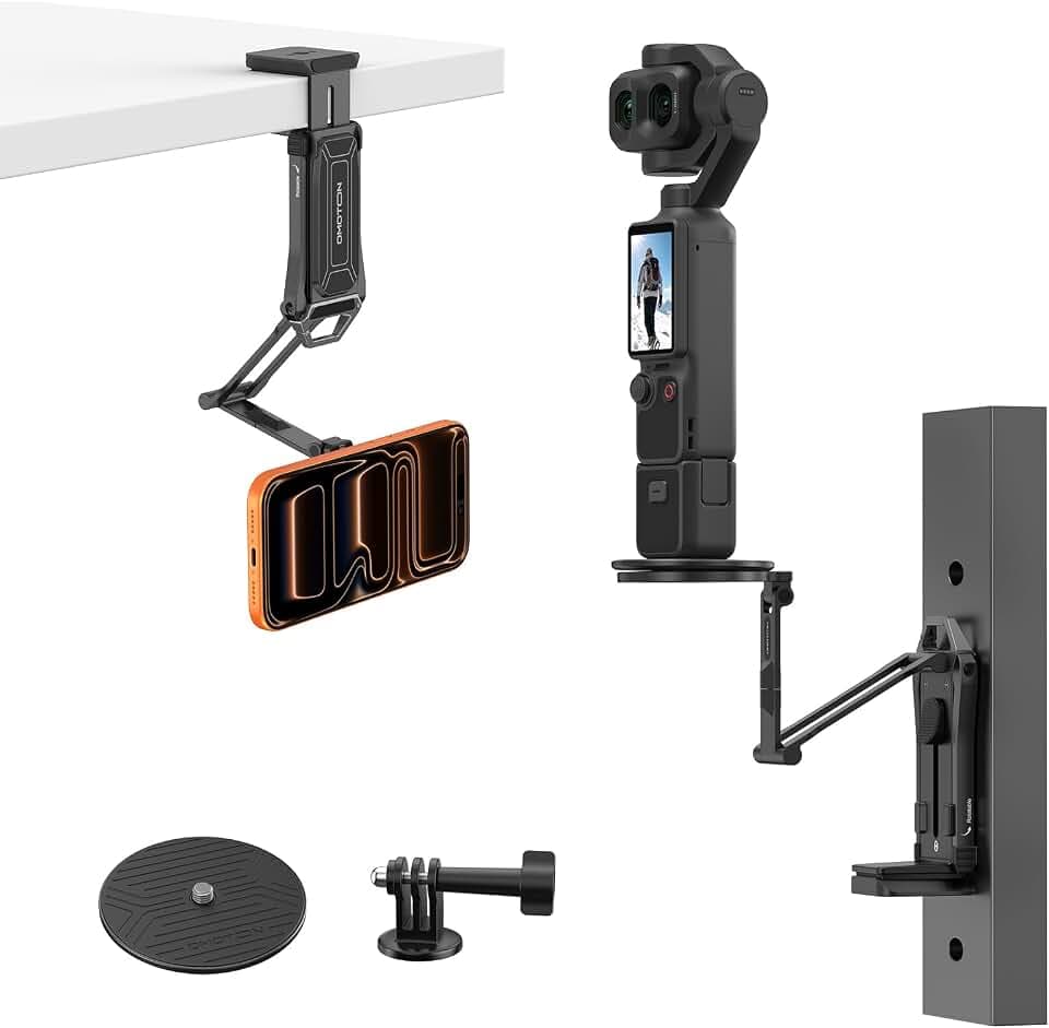 OMOTON TP02-Ultra 2 in 1 Magnetic Phone Tripod for DJI/GoPro iPhone, Black
