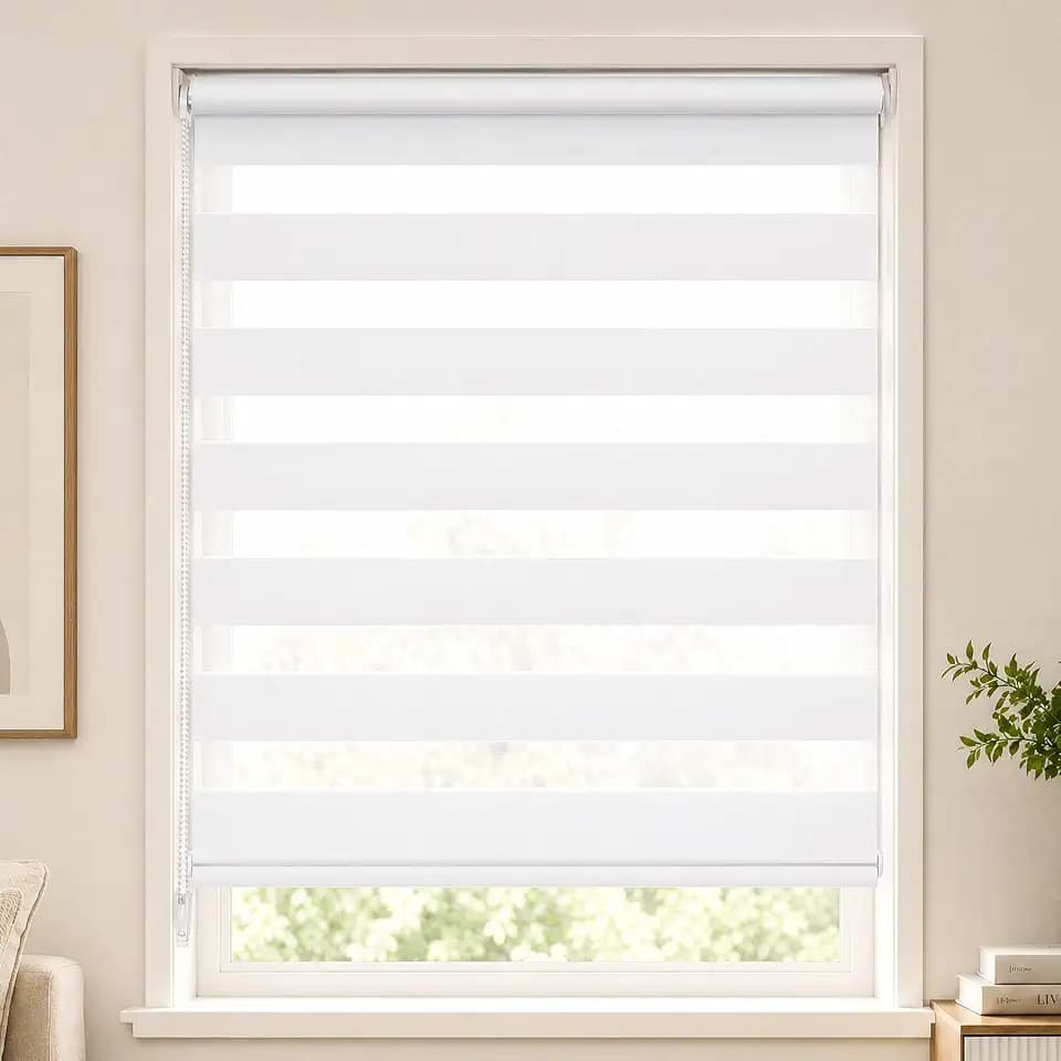 VOUNOT Doppelrollo klemmfix ohne Bohren, Duo Rollo Klemmrollo für Fenster und Tür, lichtdurchlässig & verdunkelnd Fensterrollo, 90x150cm, Weiß