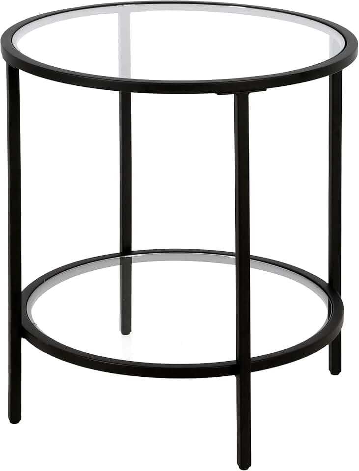 Henn&Hart 20" Side Table, Nightstand, End Table, Black
