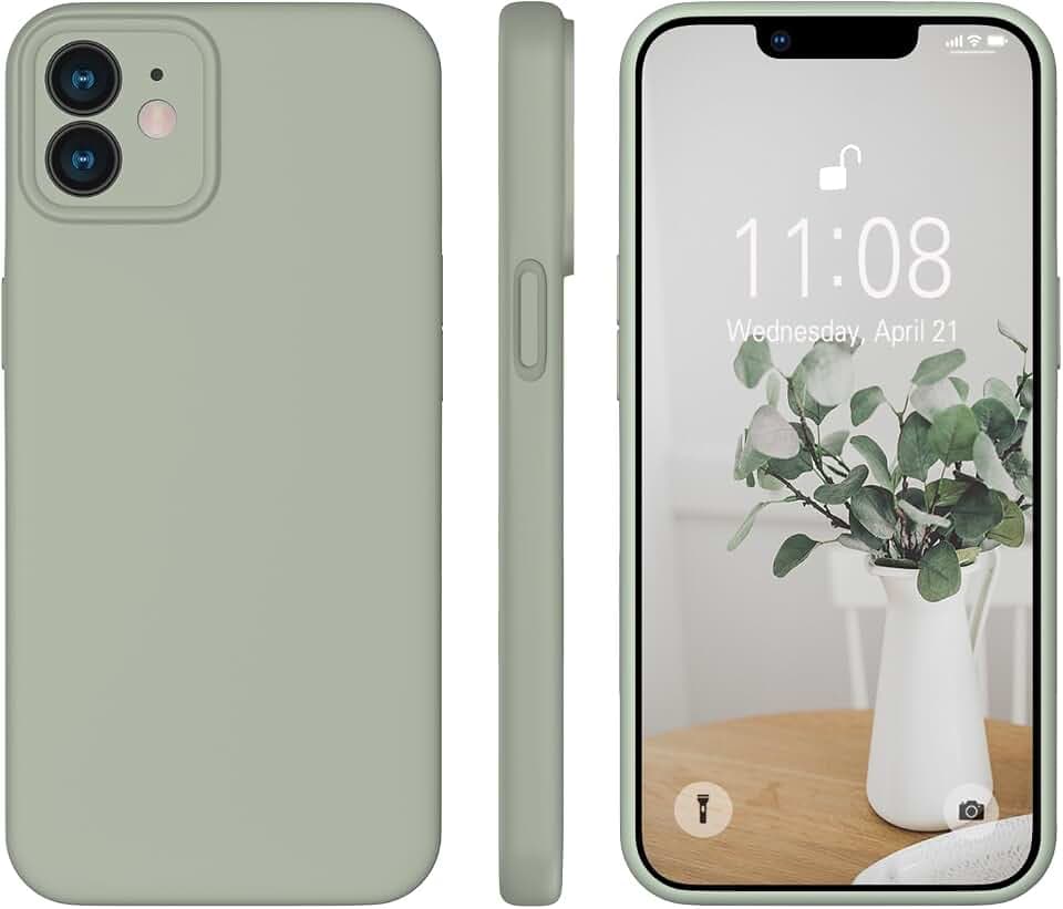 WXX für iPhone 12 Hülle Flüssig Silikon Case 6.1'' 2020 Kupfer Grün | Handyhülle für iPhone 12 Ultra Dünn mit Microfiber,Flüssig Silikon Gel Gummi Kratzfeste Schutzhülle Matt Hülle