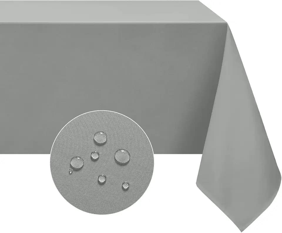Softalker Square Tablecloth, Waterproof Table Cloths Wrinkle Free Fabric Washable Polyester Table Cover for Dining Tables Party Outdoor Camping Parties Buffet - 54 x 54 inch,Light Grey