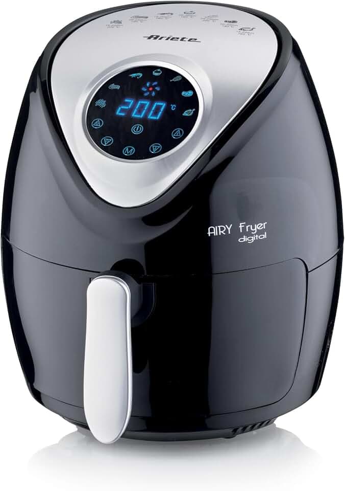 Ariete Airy Fryer Digital 4616, Heißluftfritteuse 3,5 Liter, 60-Minuten-Timer, LCD- und Touchscreen mit 7 Garstufen, Maximaltemperatur 200° C, 1300W, Schwarz