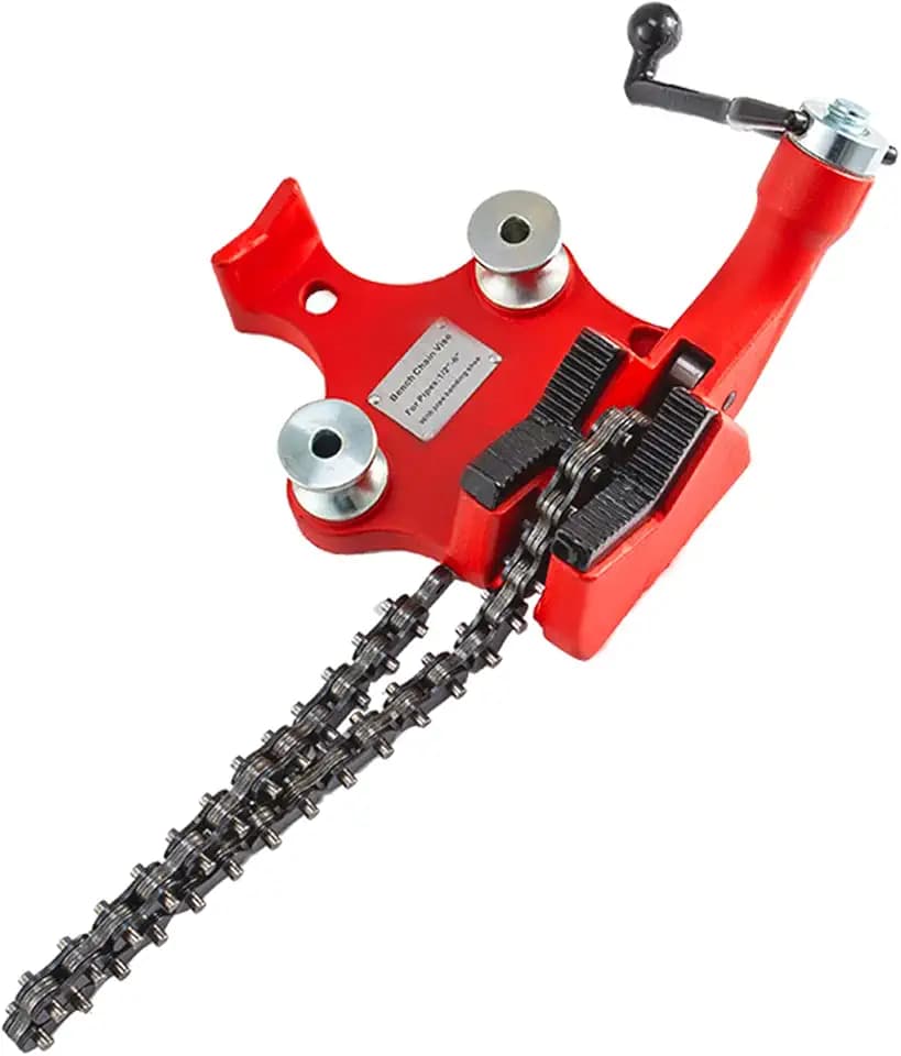 VEVOR Schraub-Kettenschraubstock für Rohre von 1/8 bis 5 Zoll, robuster Ketten-Rohrschraubstock mit Kurbelgriff, neoprenbeschichteter Backe, Gusseisenmaterial, ideal für eine Vielzahl von Rohren