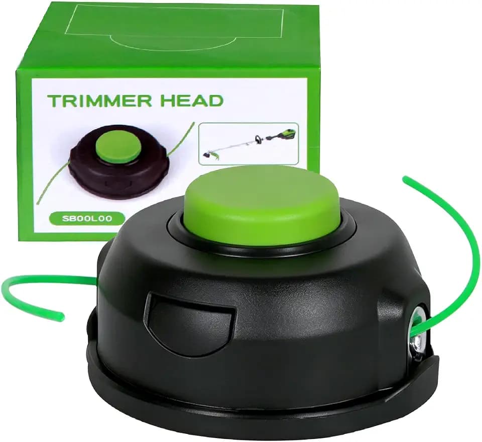 SB00L00 Trimmer Head Replacement Compatible with Greenworks 2926507, M10 x 1.25 LH Bump Feed Spool Head for Select Greenworks String Trimmers, Pre-Wound Dual 0.080" x 17Ft Line