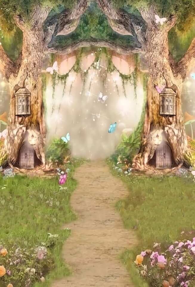Leowefowa 6.5x10ft Vinyl 1st Birthday Backdrop Fairytale Forest Enchanted Flower Baby Shower Photo Background for Birthday Party Photoshoot Newborn Baby Kids Children Studio Props Photography Banner