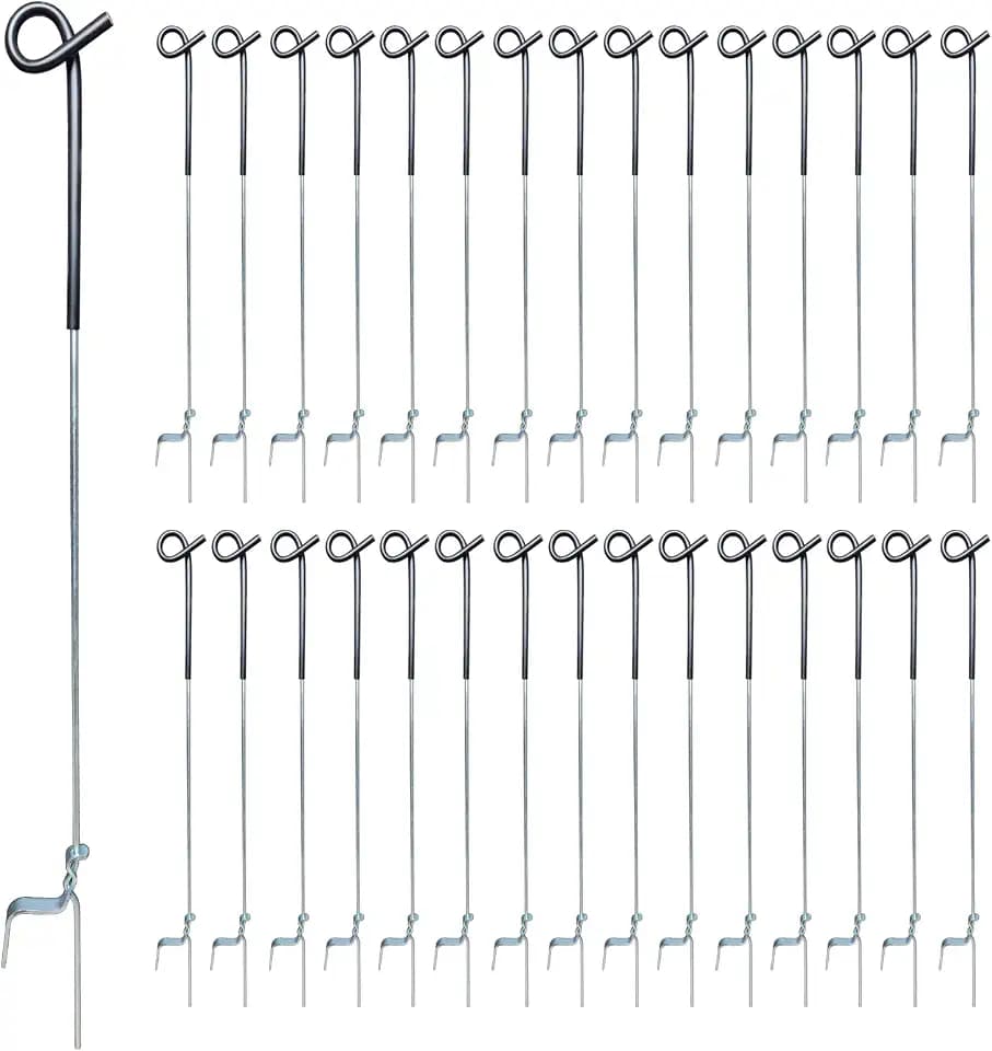 ARIFARO 30Pcs 41" Electric Pig Tail Step in Fence Post for Livestock, Black