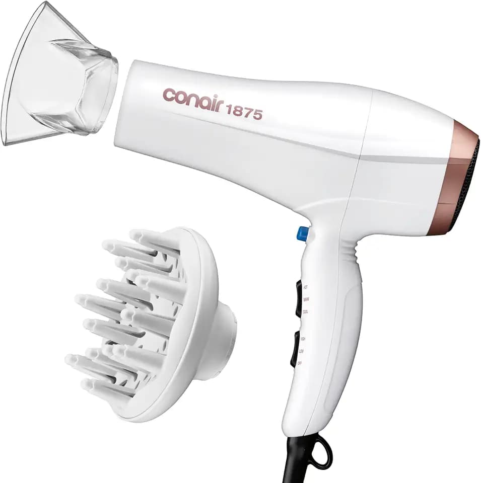 Conair Double Ceramic Hair Dryer with Diffuser & Concentrator, 1875W
