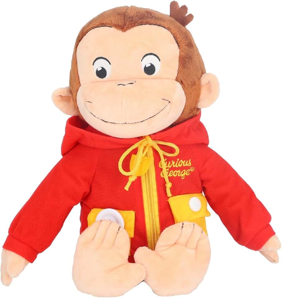 Kids Preferred Curious George Learn to Dress Monkey Stuffed Animal Plush Toys Soft Cute Cuddle Plushie Gifts for Baby and Toddler Boys and Girls - 12" Stuffed Animal