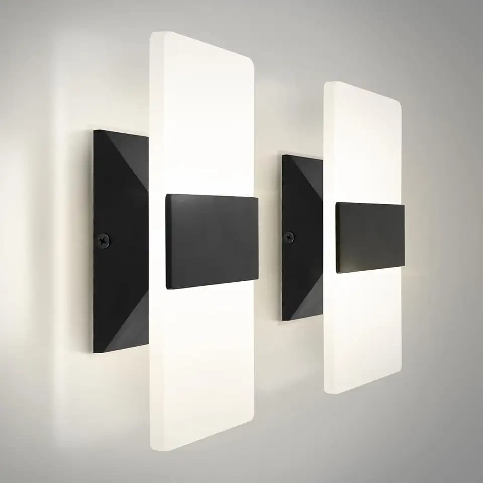 ASD Indoor LED Wall Sconce Lights, Black 2700-5000K Dimmable UL 2 Pack