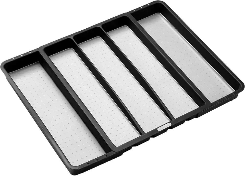 madesmart Classic Expandable Utensil Tray with Soft Grip, Carbon