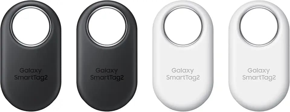 Samsung Galaxy SmartTag2 Bluetooth-Tracker, Kompassansicht, Suche in der Nähe, mit bis zu 500 Tage Laufzeit, wassergeschützt, Schwarz/Weiß (4 Stück)