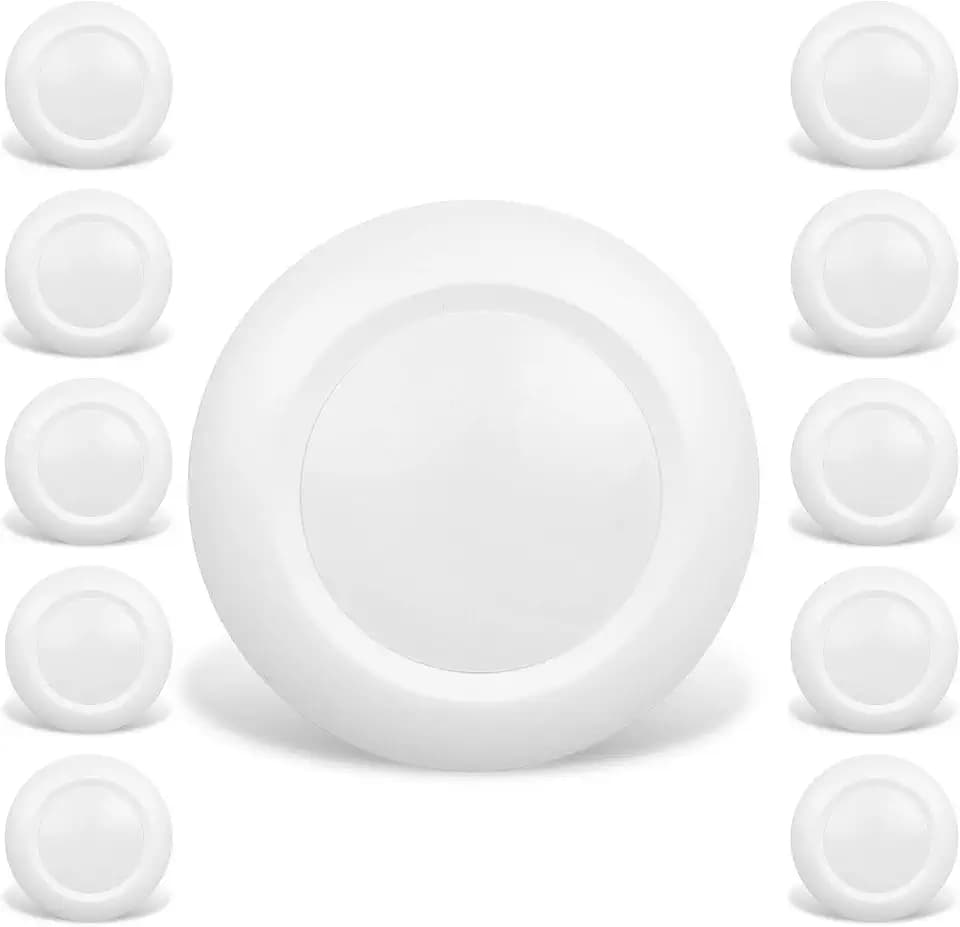 10 Packs 4 Inch LED Low Profile Recessed & Surface Mount Disk Light, Round, 10W, >600 Lumens, 3000K Warm White, CRI80, DOB Design, Dimmable, ETL Listed, White