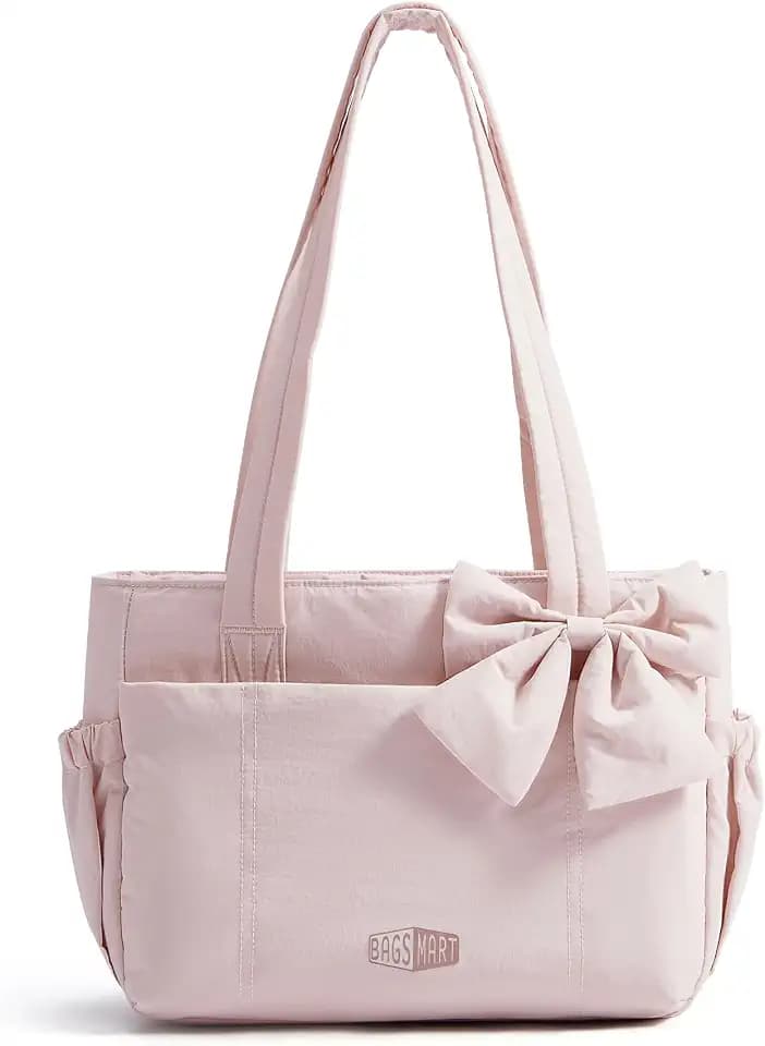 BAGSMART Crush Bow Tote Bag for Women, Puffer Travel Work Yoga Laptop Bag