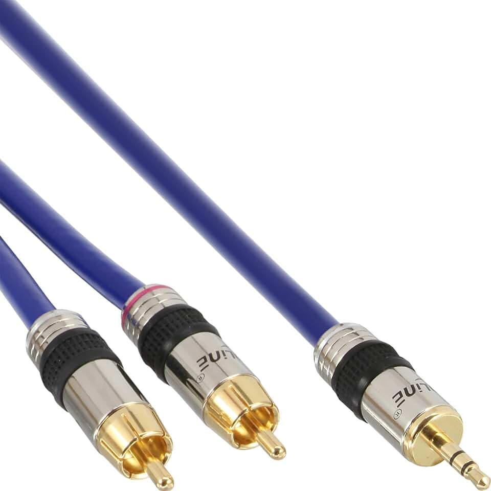InLine 89937P Cinch/Klinke Kabel, PREMIUM, 2x Cinch Stecker an 3,5mm Klinke Stecker, 20m