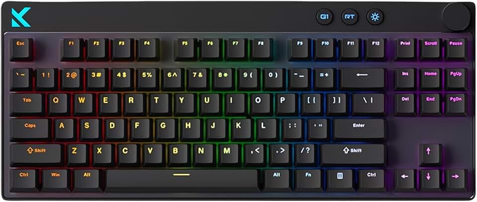MCHOSE Mix 87 Magnetic Switch Rapid Trigger Gaming Keyboard,Hall Effect Hyper-Fast Adjustable Actuation Wired TKL Keyboard with Smart RT Mode, Knob, RGB Translucent Keycaps for PC Gamer (Black)