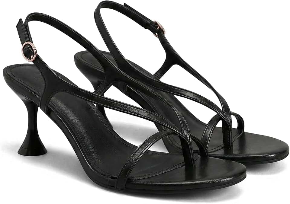 Coutgo Womens Slingback Kitten Heels Flip Flop Open Toe Thong Sandals Ankle Strap Summer Dress Shoes