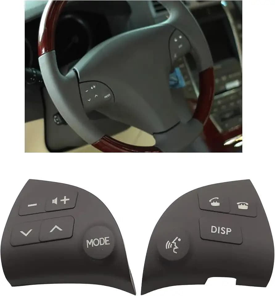 FZJDSD Grey Steering Wheel Control Button Cover 2pcs 84250-33190-C0 Compatible with Lexus ES350 2006-2012 Steering Wheel Volume Control Switch Button