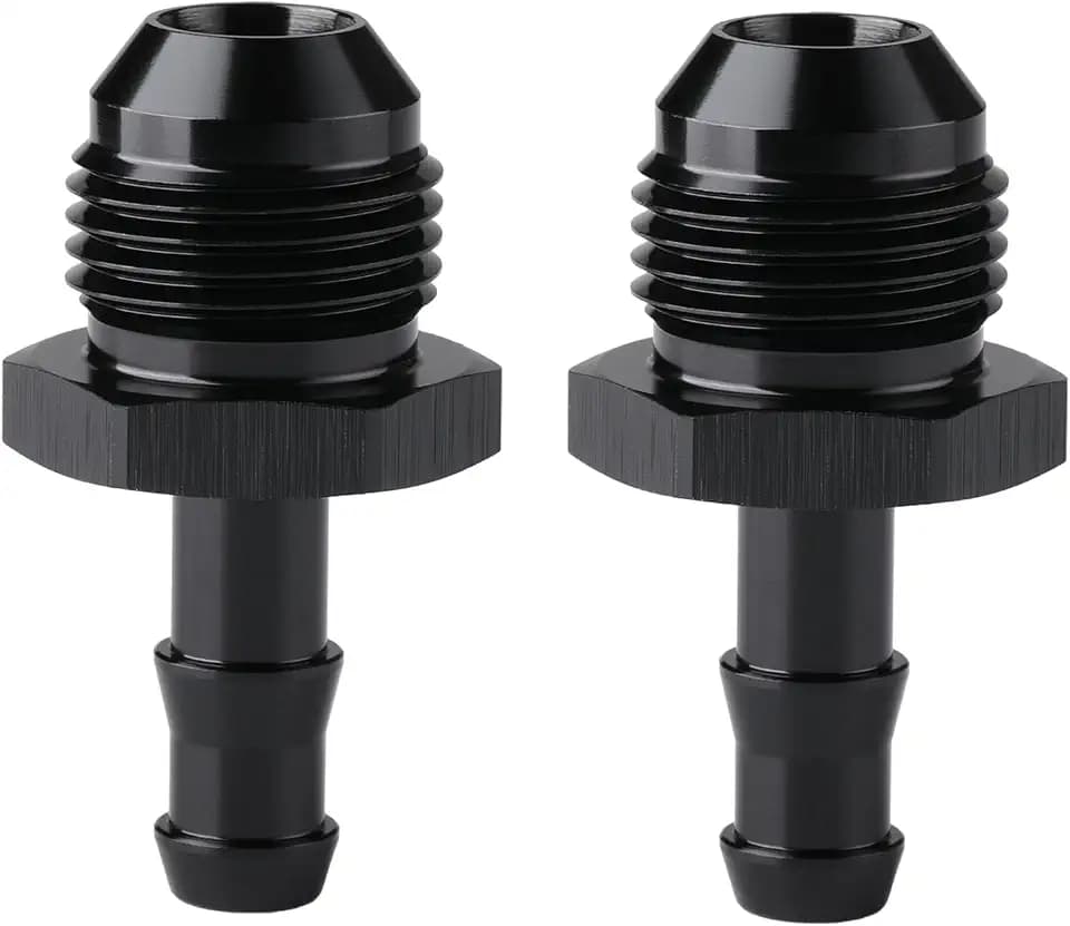 8AN Male Flare to 5/16 Hose Barb Straight Fitting Adapter Aluminum Black 2PCS