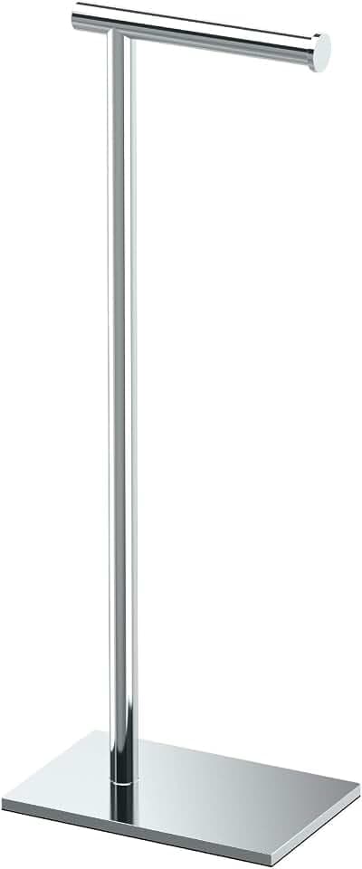 Gatco 1431C Modern Rectangle Base Freestanding Toilet Paper Holder, 21.25" Chrome with Weighted Base