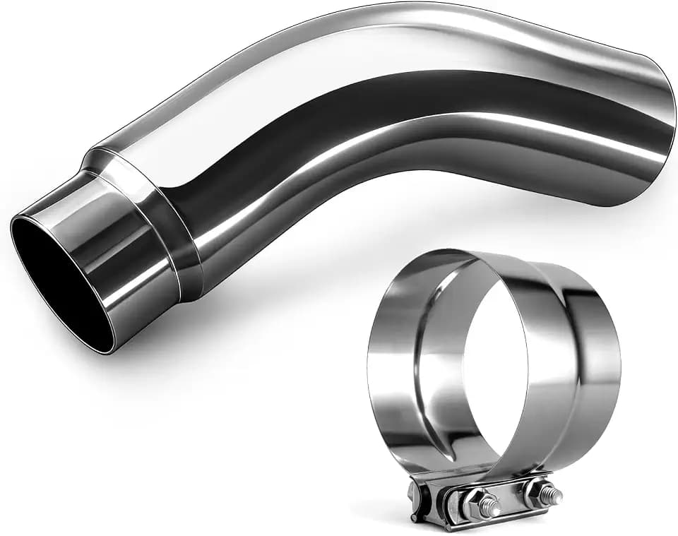 5 to 6 Inch Exhaust Elbow Tip, Steel Mandrel Bent, Silver
