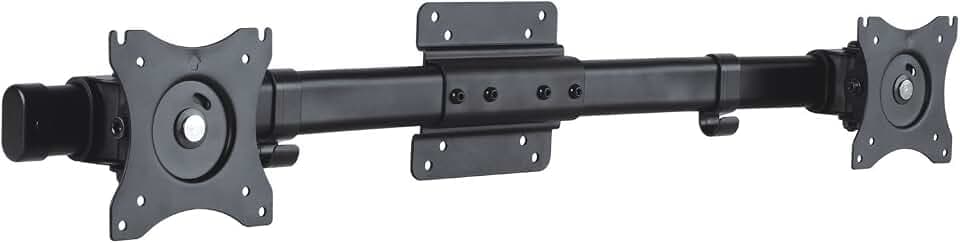 PureMounts PM-Office-AD Dual Screen Adapter für 2 Monitore 33-69 cm (13-27 Zoll), neigbar: -45° bis 45°, schwenkbar: -15° bis 15°, drehbar: -180° bis 180°, Traglast: max 10kg, VESA 100x100 schwarz