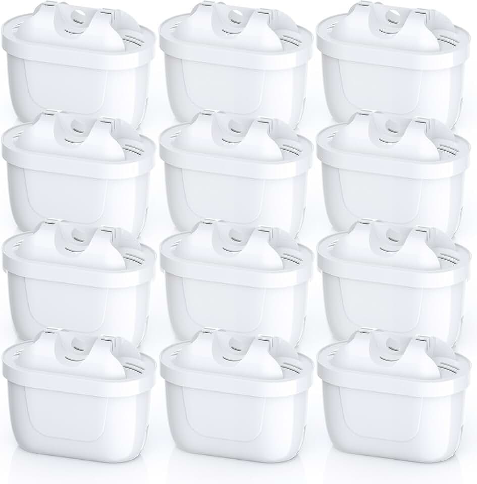 12 Pack Ersatz-Wasserfilter Kartuschen Kompatibel mit Brita Maxtra+ Kanne, Style und Mavea Elemaris XL, Brita Maxtra Plus, Aluna Wassertank