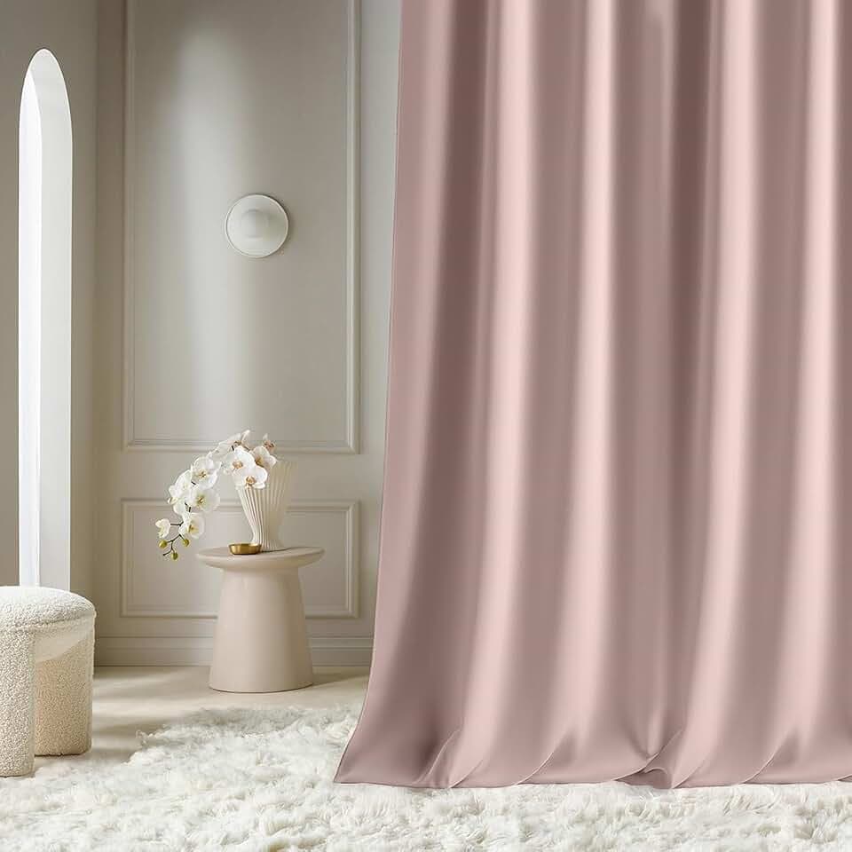 ROOM99 Vorhang mit Kräuselband Aura 140 x 260 cm Puderrosa, 1 Stück