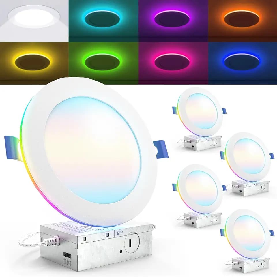 Sunco 4 Pack 6 Inch Smart Slim LED Recessed Ceiling Lights, Night Light