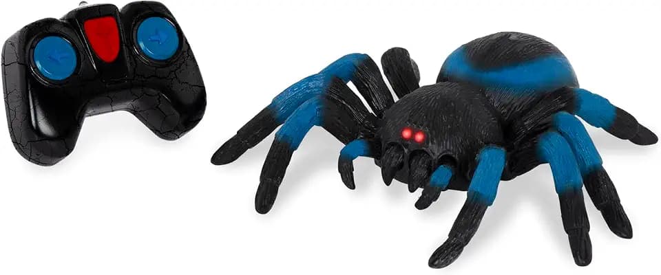 Terra by Battat Remote Control Spider, LED Eyes, 360 Spin, Blue, Animals