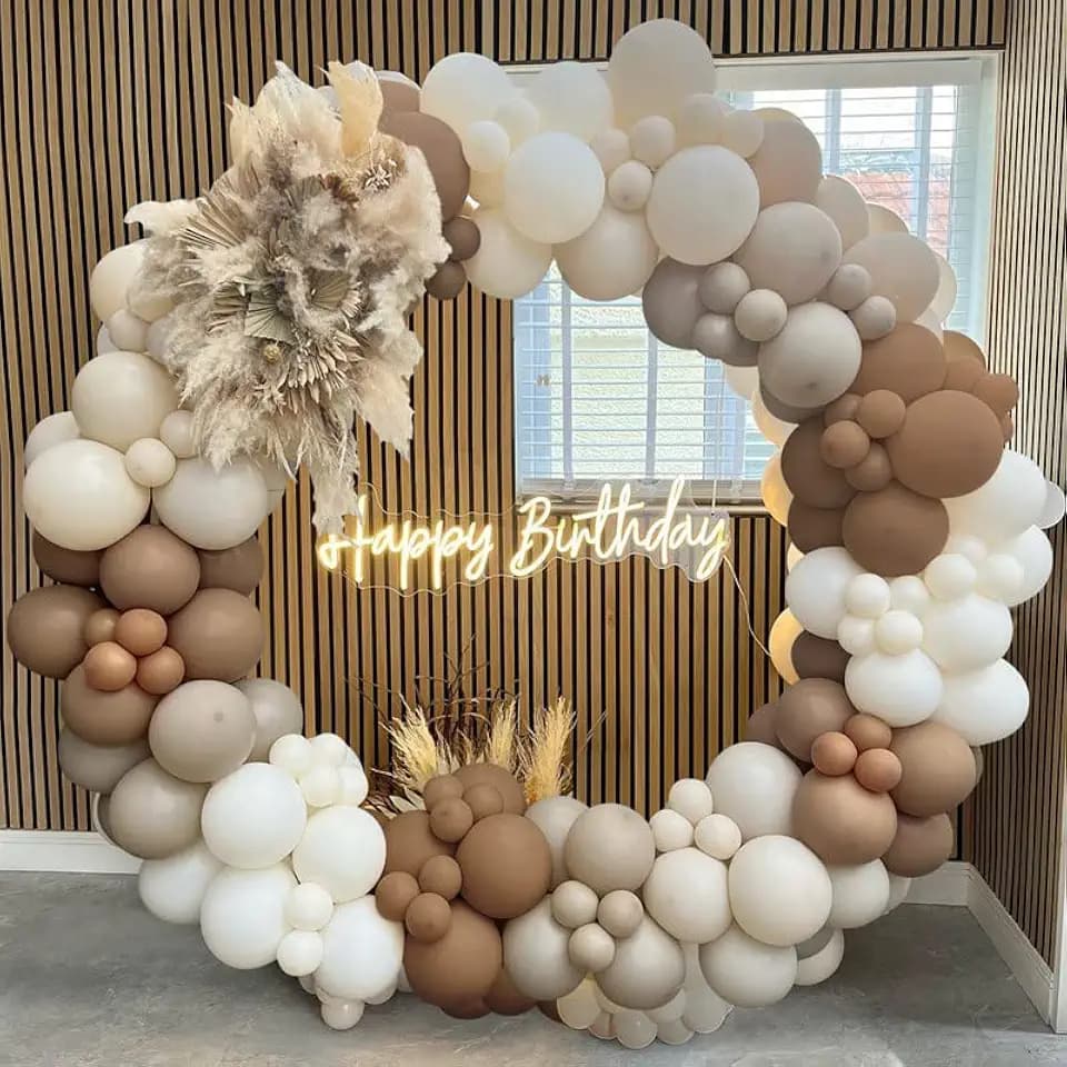 Luftballon Girlande Beige, Luftballons Geburtstag Aprikose, 141 Stück Braun Sand Weiß Ballons, Ballon Girlande Beige Braun für Geburtstag, Babyparty Deko, Baby Shower, Geburtstagsdeko